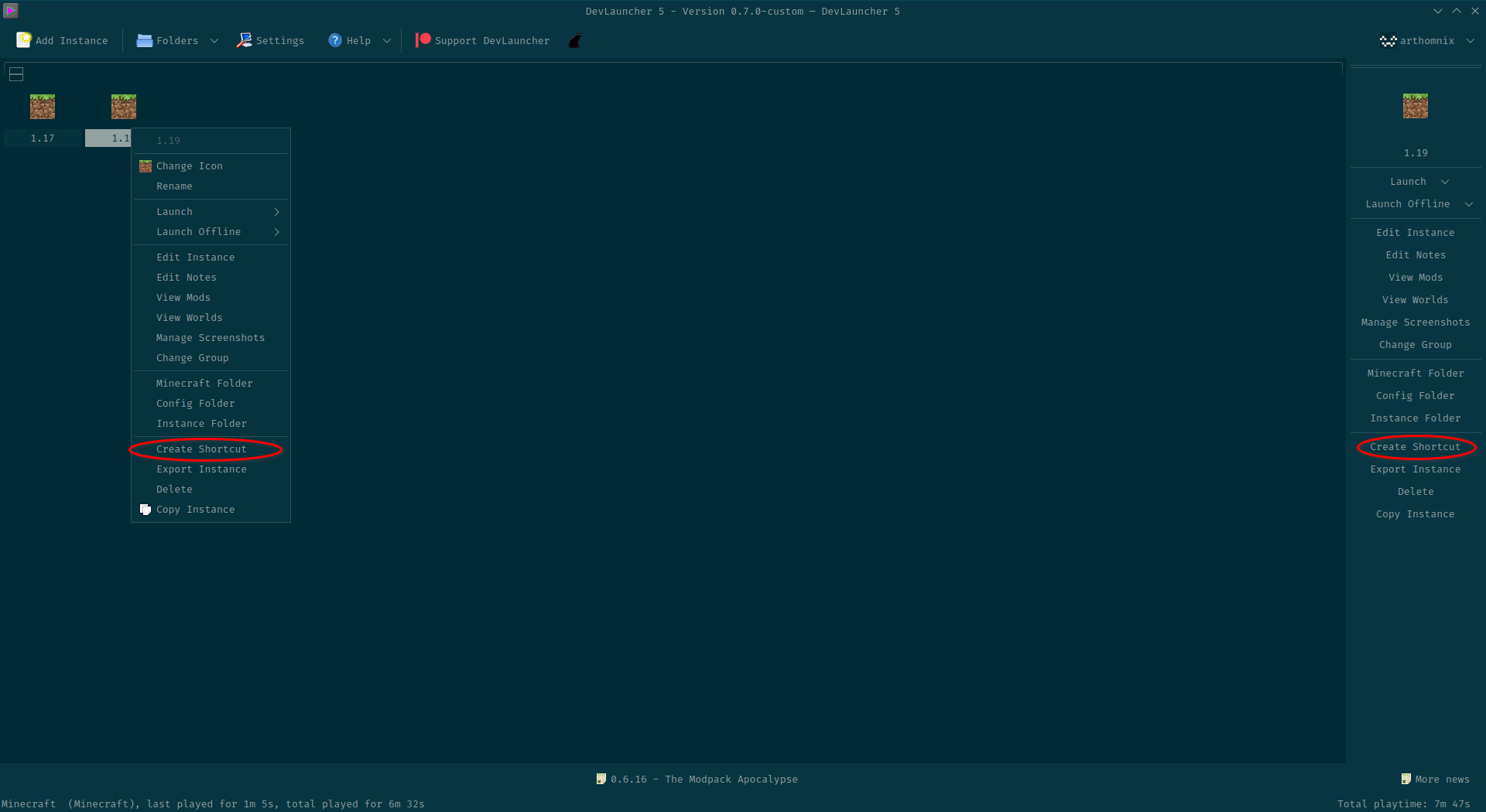 create shortcut buttons