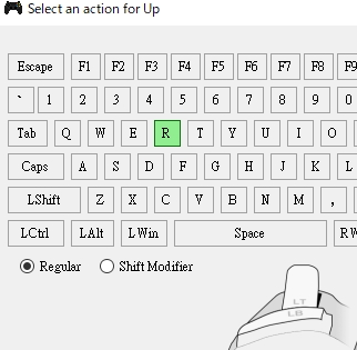 How to do something like: UP="R" L1+UP="T" (not "RT") L2+UP="U" (not ...