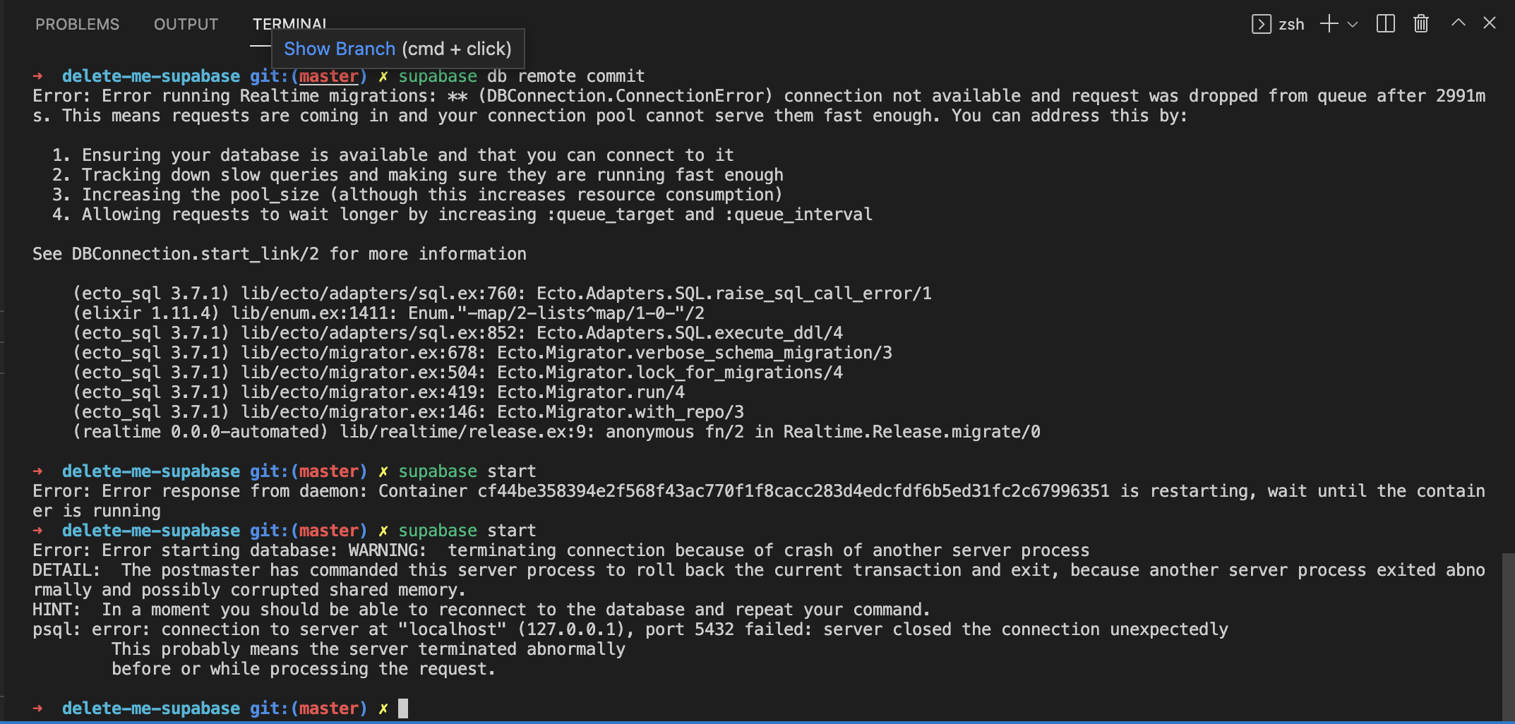 docker image crashes / supabase start does not work · Issue #134 ...