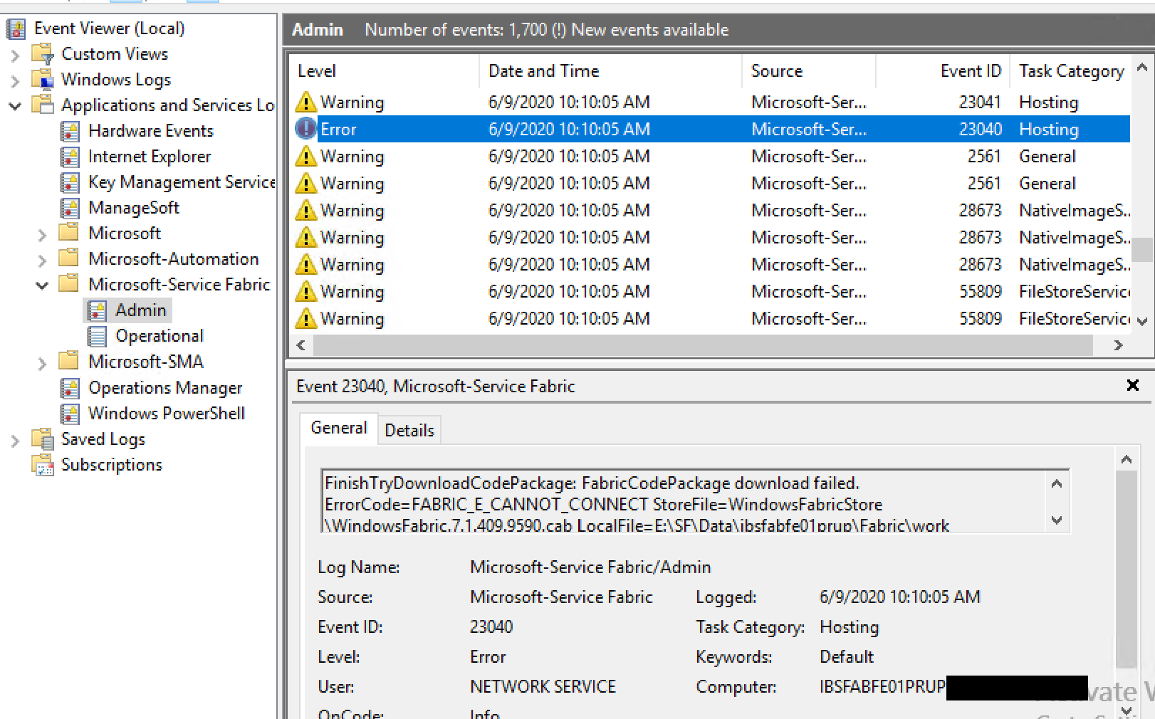 Upgrade to 7.1 stuck "Fabric upgrade failed on the node" · Issue 955