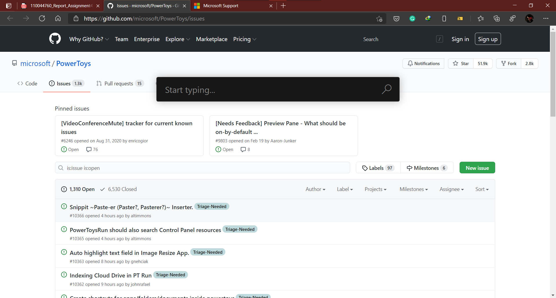 [Run] Search box does not auto focus · Issue #8876 · microsoft ...