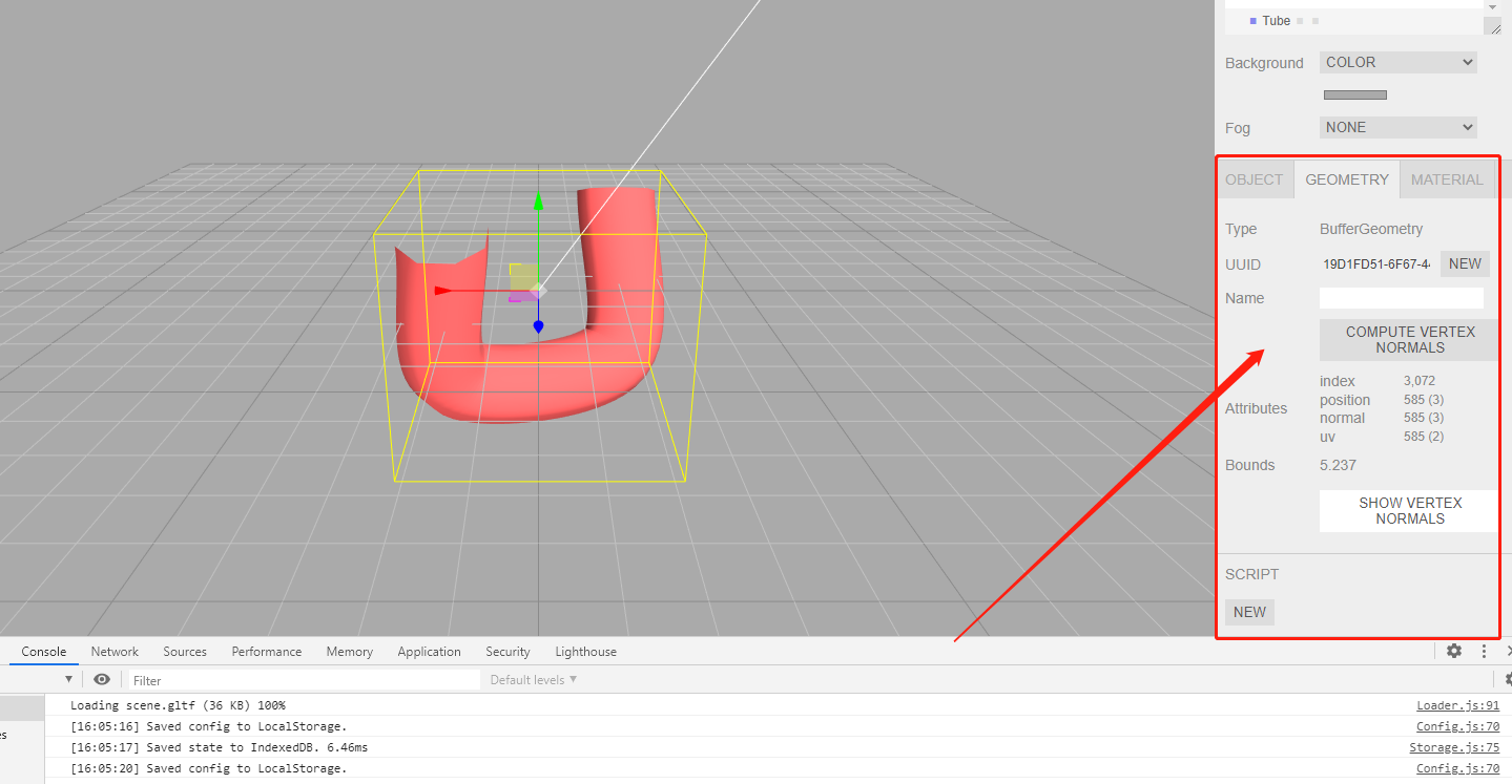 Using gltf to export tube geometry reload without parameters · Issue ...
