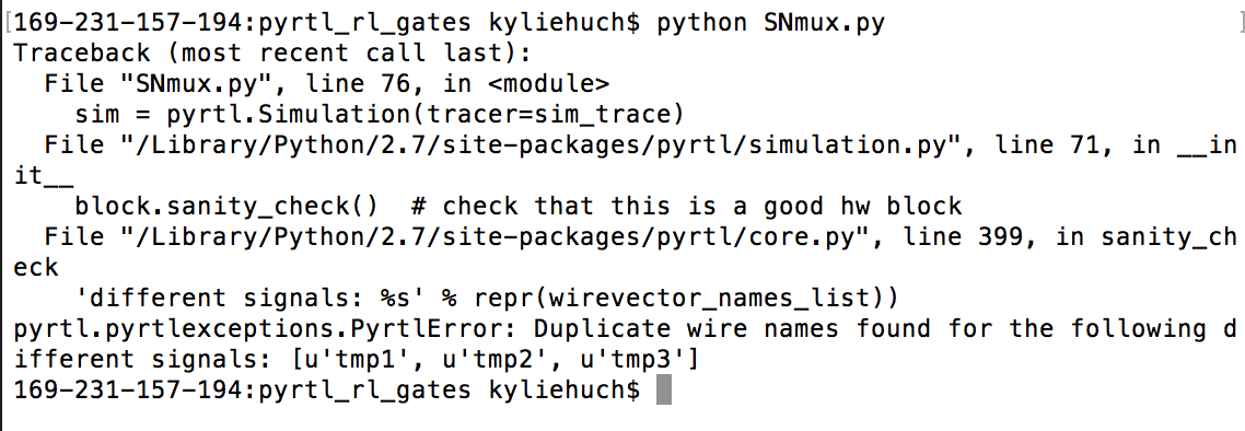 Declaring WireVectors named "tmp" · Issue #257 · UCSBarchlab/PyRTL · GitHub
