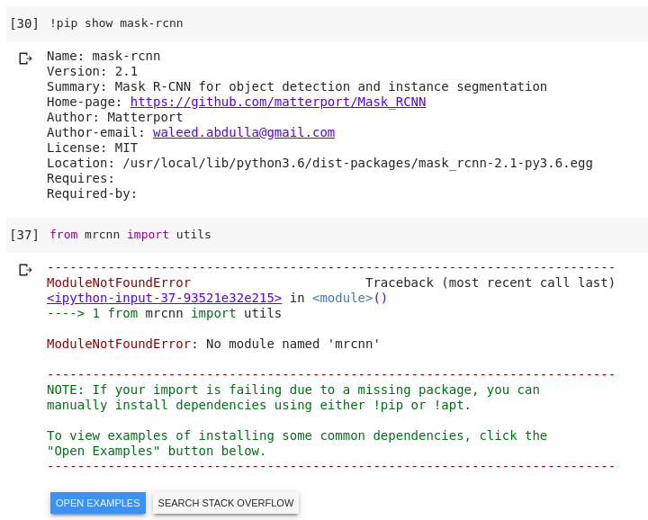 Google Colab Installation Modulenotfounderror · Issue #1673 ·  Matterport/Mask_Rcnn · Github