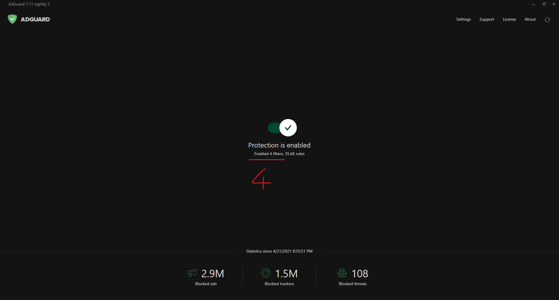 AdGuard shows one extra enabled filter on homepage · Issue 4321