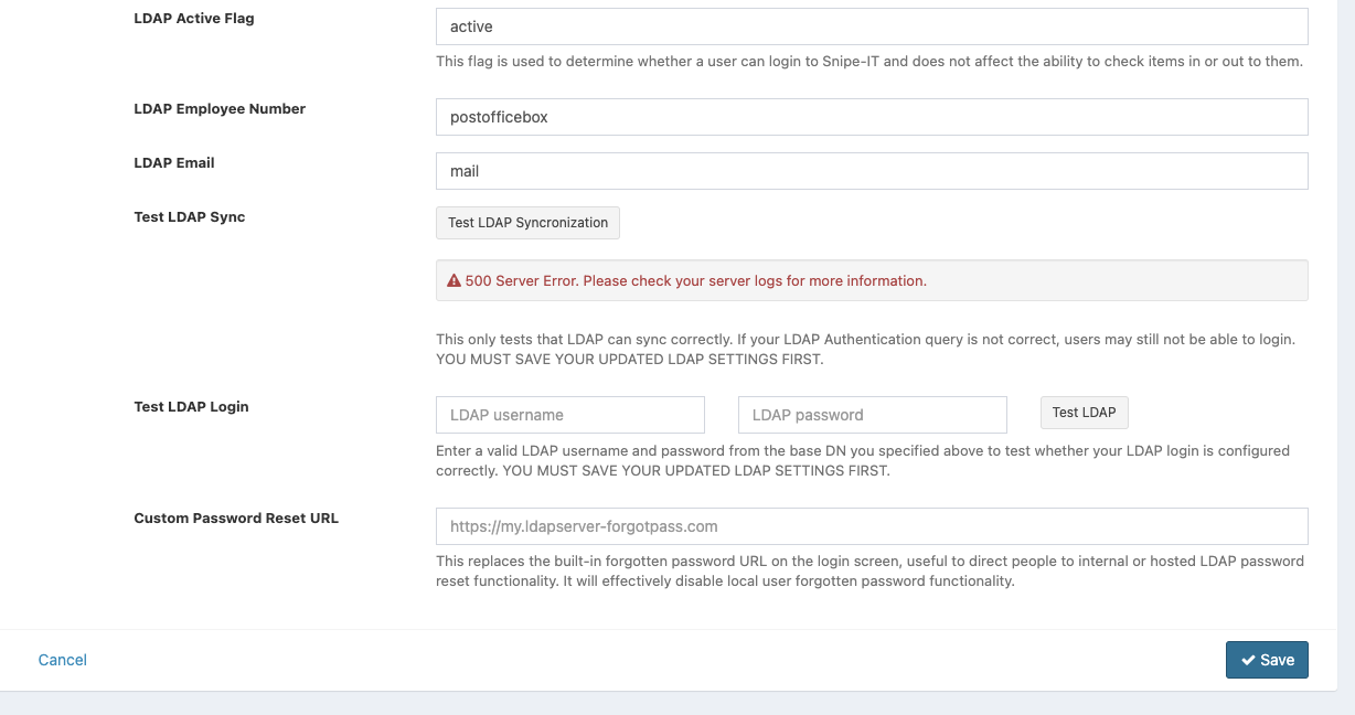 500 Server Error - Test Ldap Sync · Issue #9108 · grokability/snipe-it ...