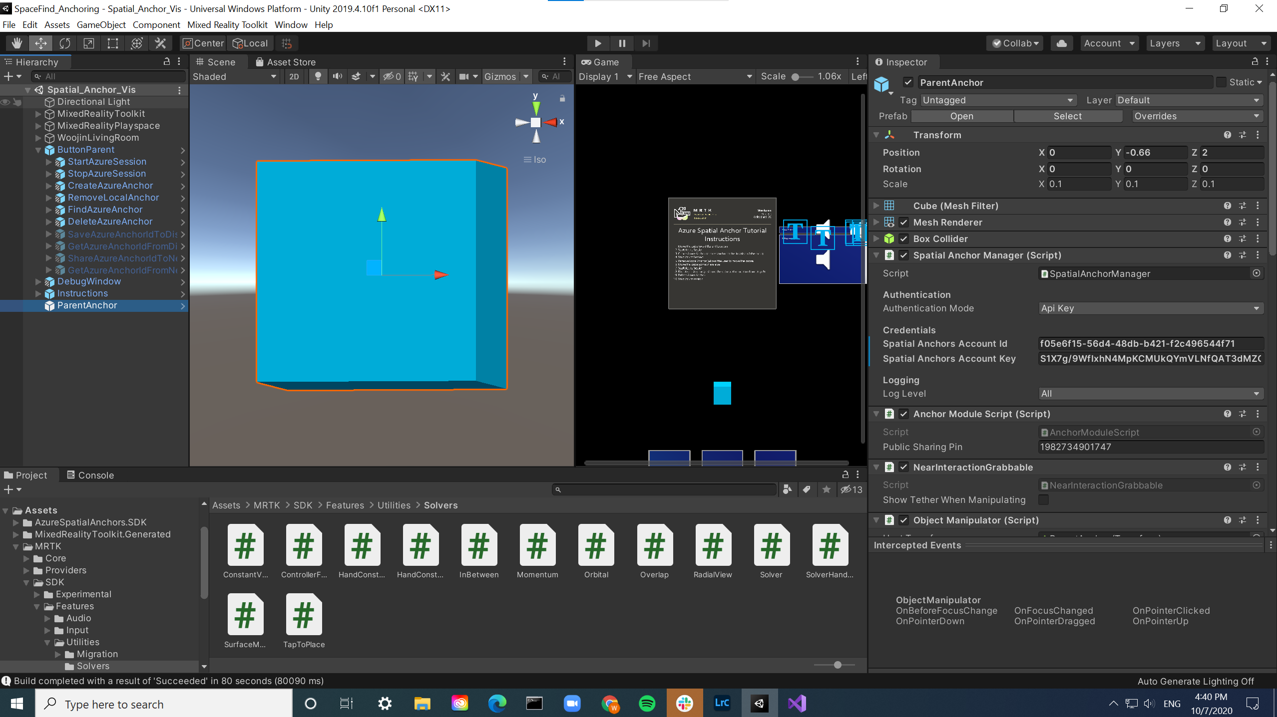 Can't See ButtonParent Within Hololens 2 App (2. Getting Started with