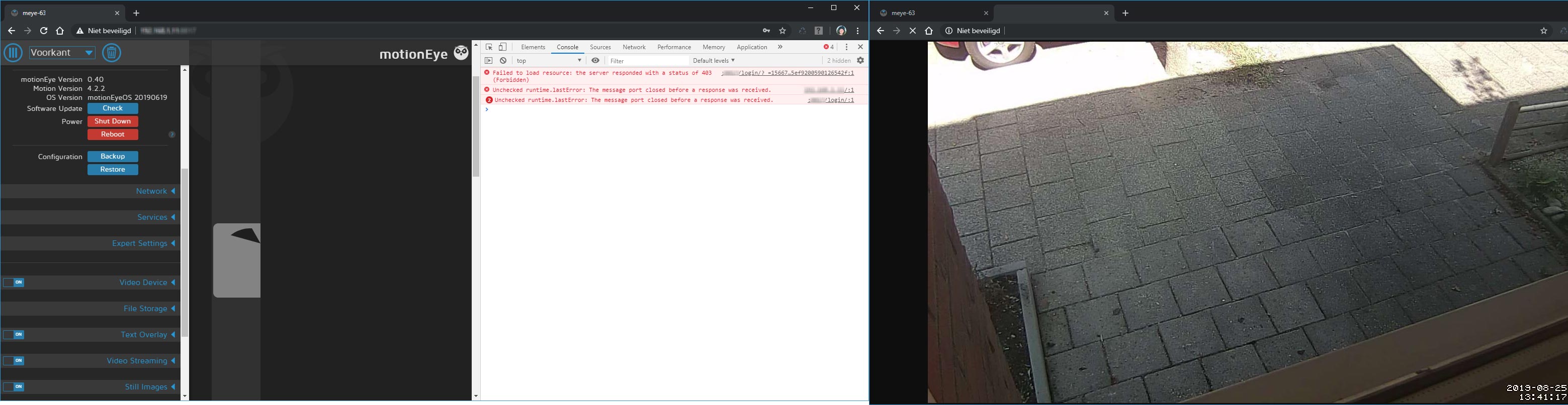 Video stream not visible in main UI · Issue 1428 · motioneyeproject