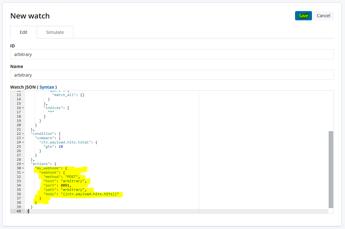 Watcher UI Create Advanced Watch with Webhook doesn't "Save" · Issue ...