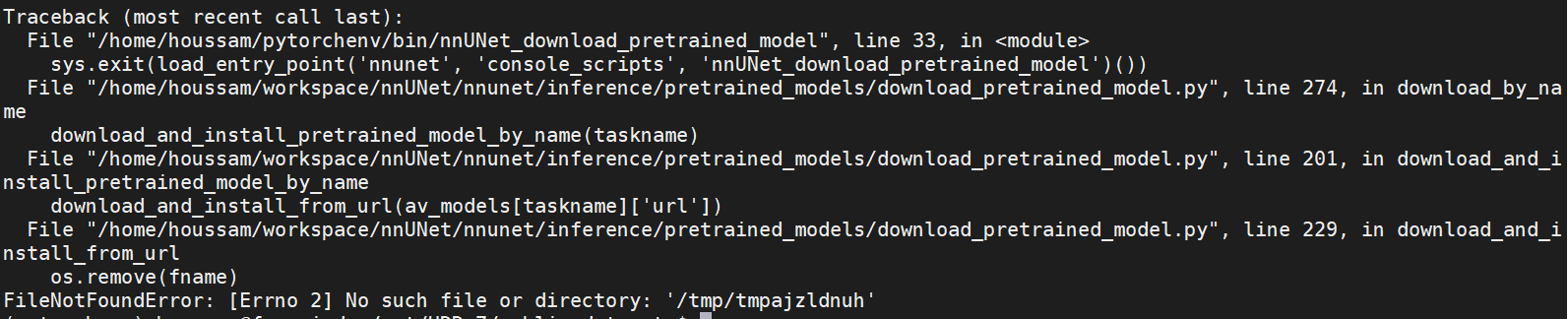 Fail downloading Task005 pretrained model: FileNotFoundError: [Errno 2 ...