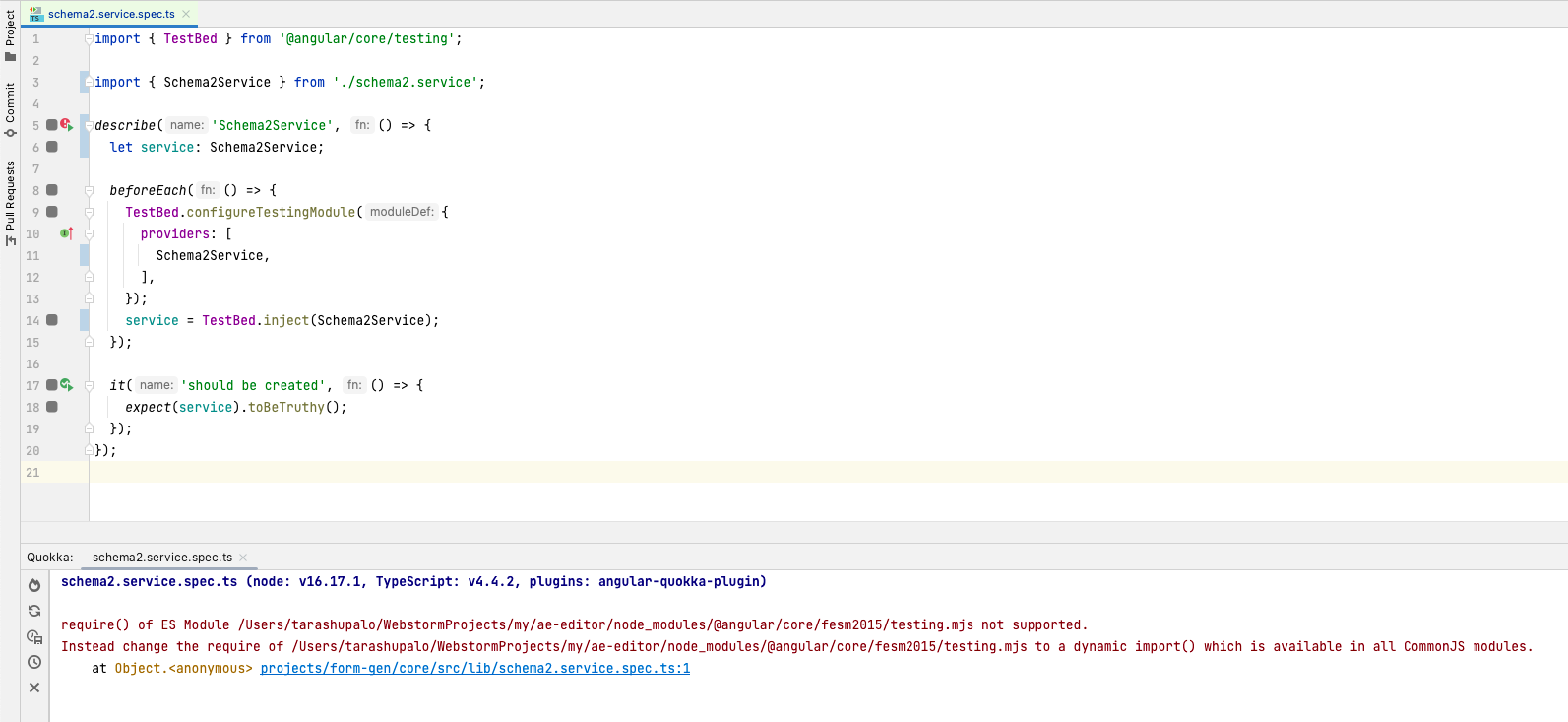 Quokka cannot run a test for angular service · Issue #823 · wallabyjs ...