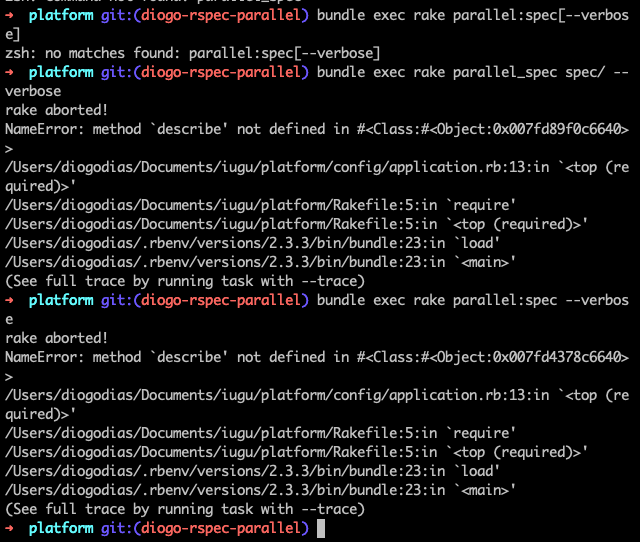 rake aborted! NameError method `describe' not defined · Issue 802
