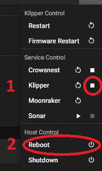 Reboot button of Host Control results in an error at the next start ...