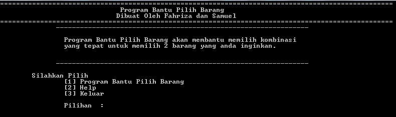 GitHub - mfnovriansyah/ProgramBantuPilihBarang: Program Bantu Pilih ...