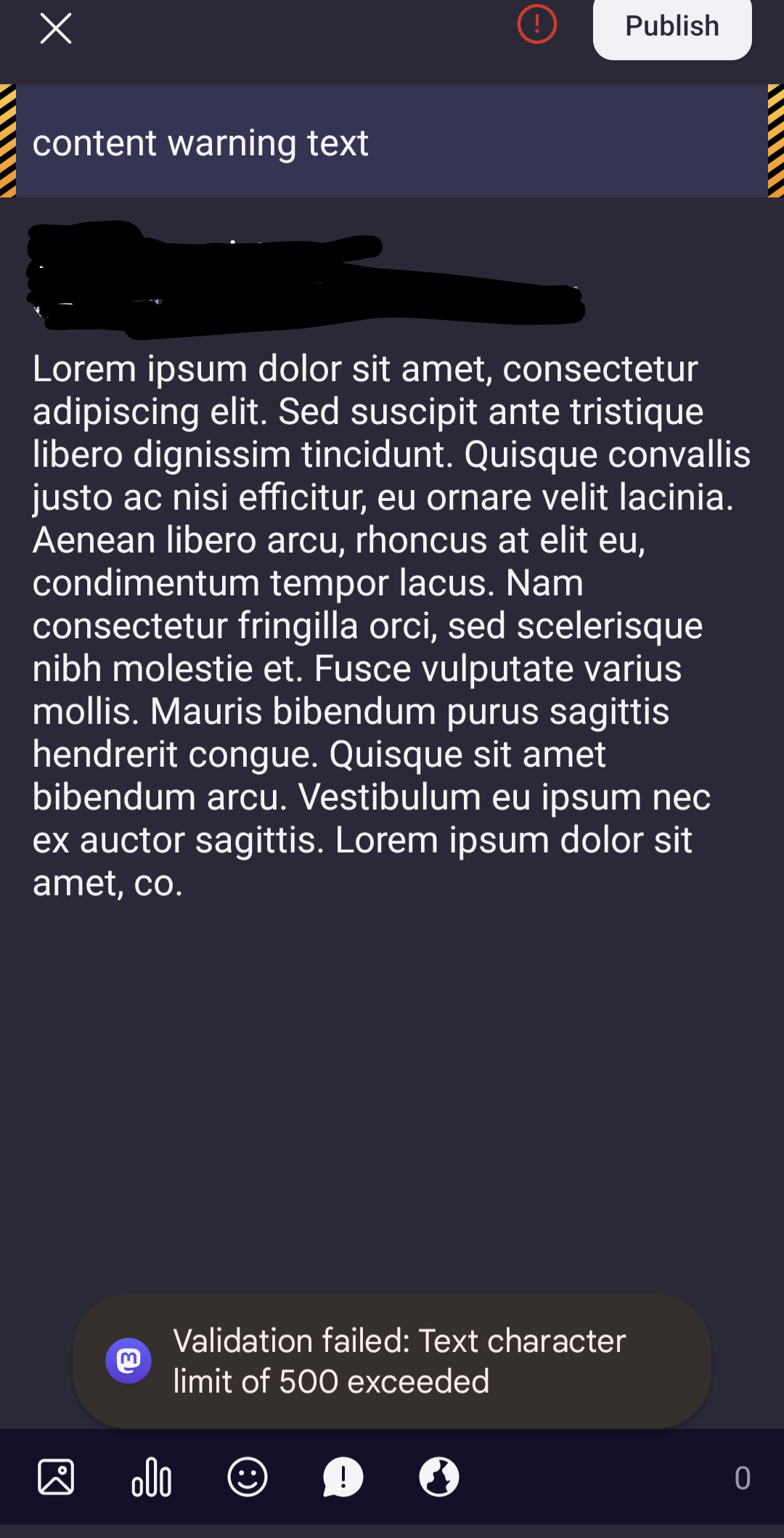 character count does not include content warning character lengh