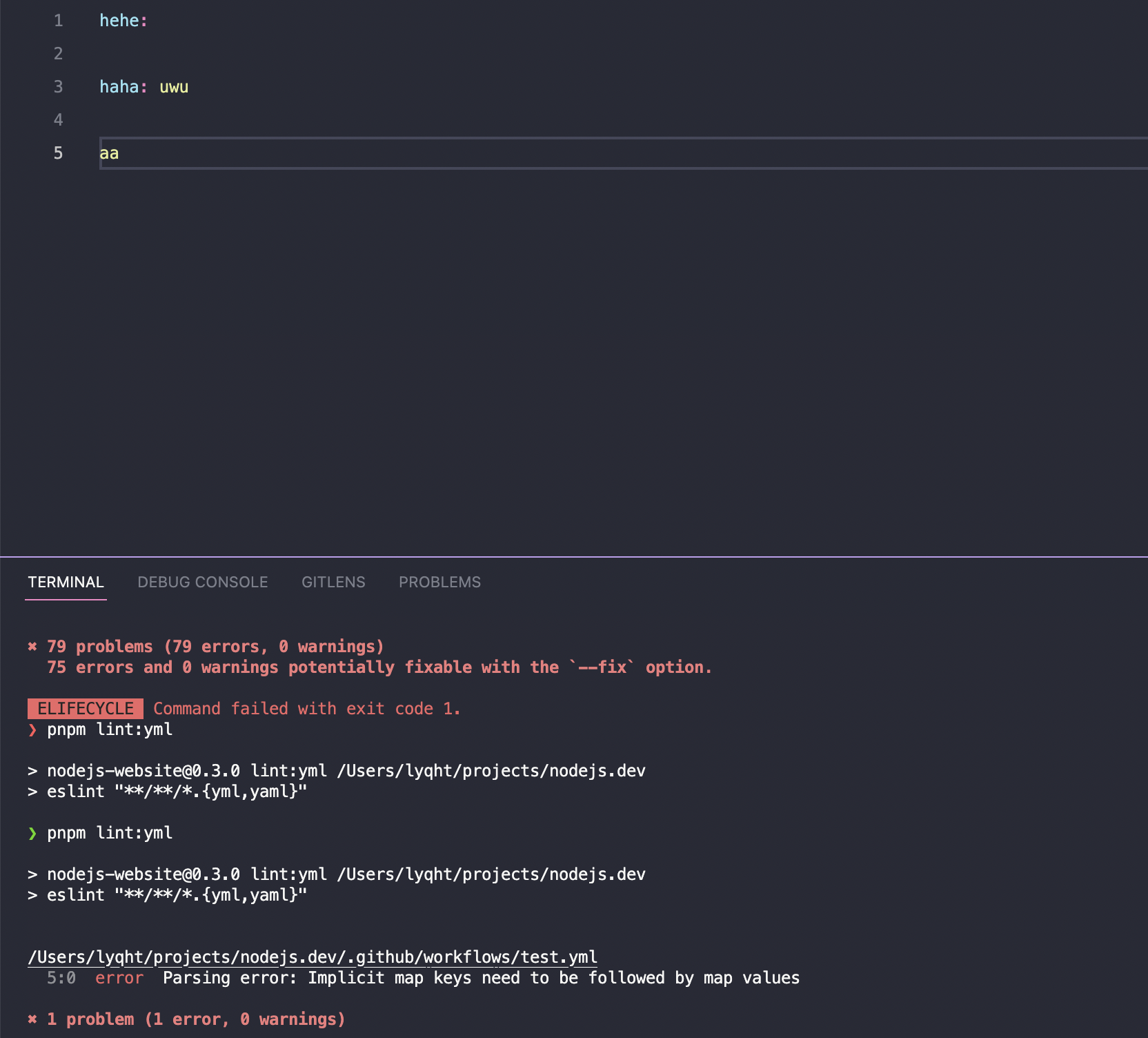 Add eslint plugin yml to enable correct YAML parsing by lyqht · Pull