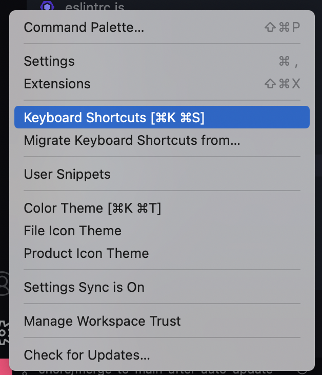 Selecting keybind settings