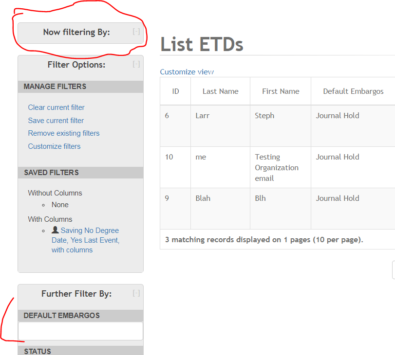 BUG: Default Embargo filter does not appear in Now filtering by · Issue ...