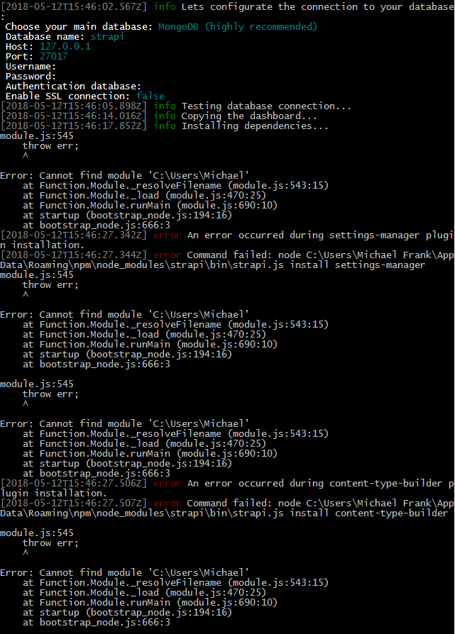 Errors install plugin / create project when app folder path contains a ...