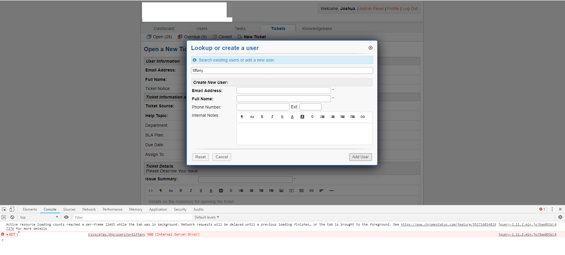Unable to search by name when creating a new ticket · Issue #4686 ...