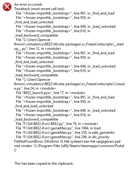 My BEE2 doesn't work · Issue #824 · BEEmod/BEE2.4 · GitHub