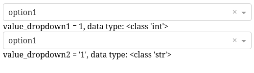[BUG] Wrong data type of returned value from dropdown when using ...