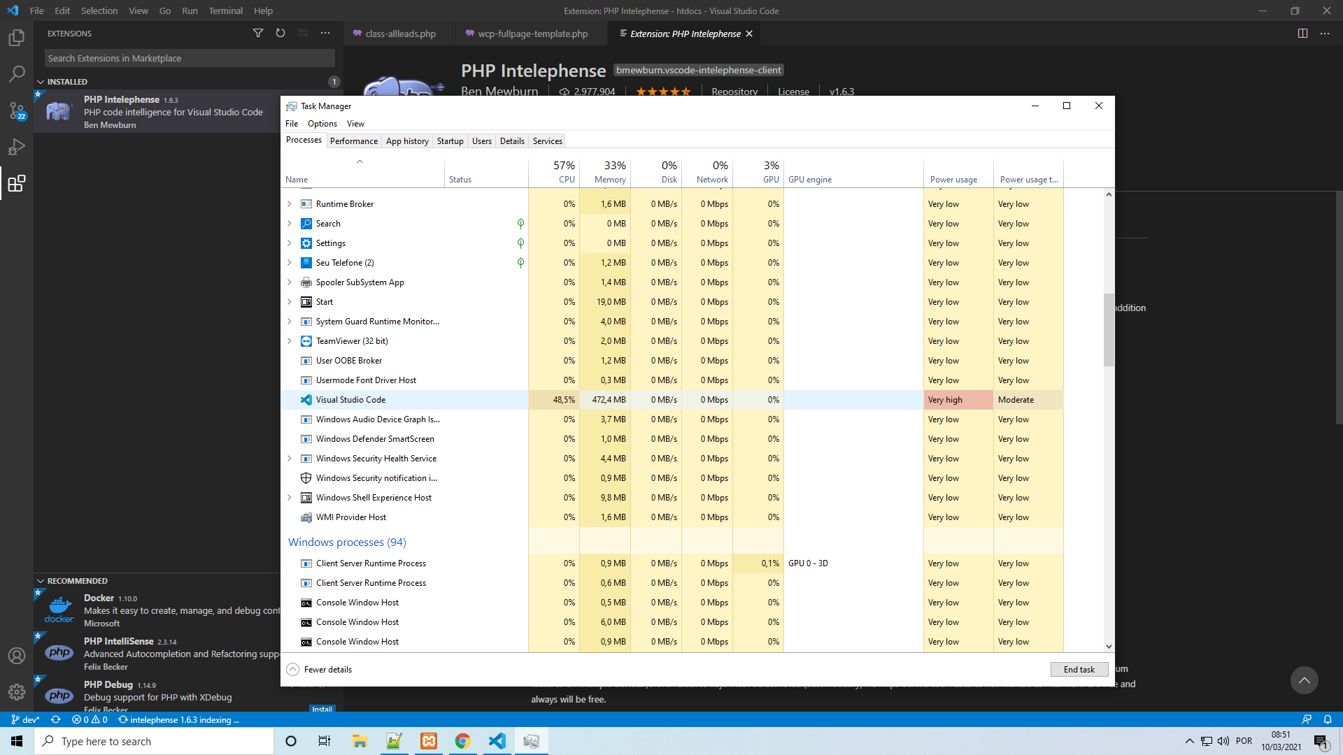 Consume of processs · Issue #1705 · bmewburn/vscode-intelephense · GitHub