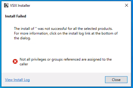 Error when installing stable Windows App SDK Extension for Visual ...