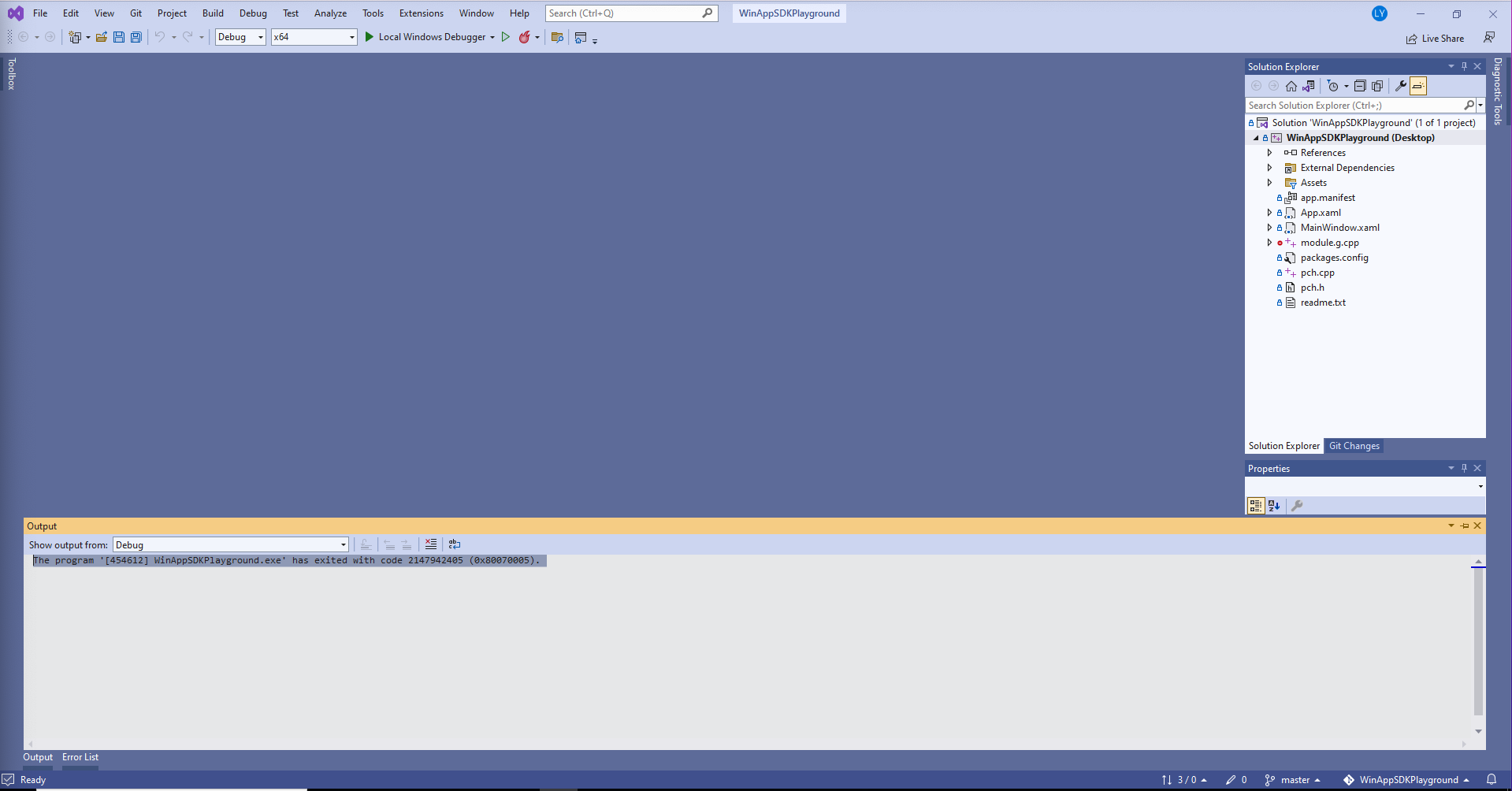 Unpackaged c winappsdk app gives error on launch the program has