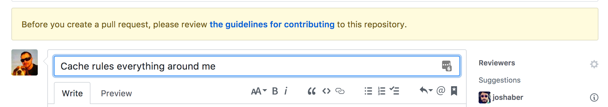 show contributing link in Pull Request view · Issue #1931 · desktop ...