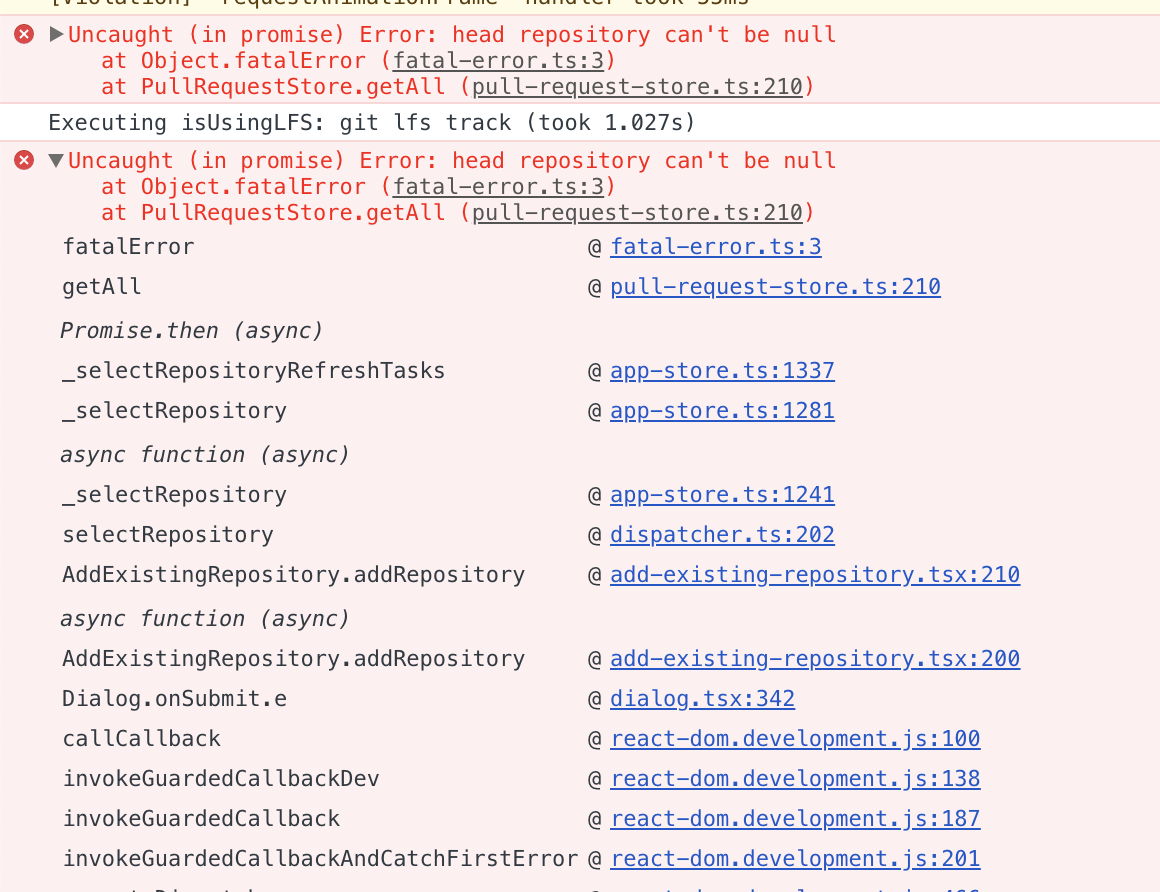 uncaught rejection with fresh repository trying to get all pull ...