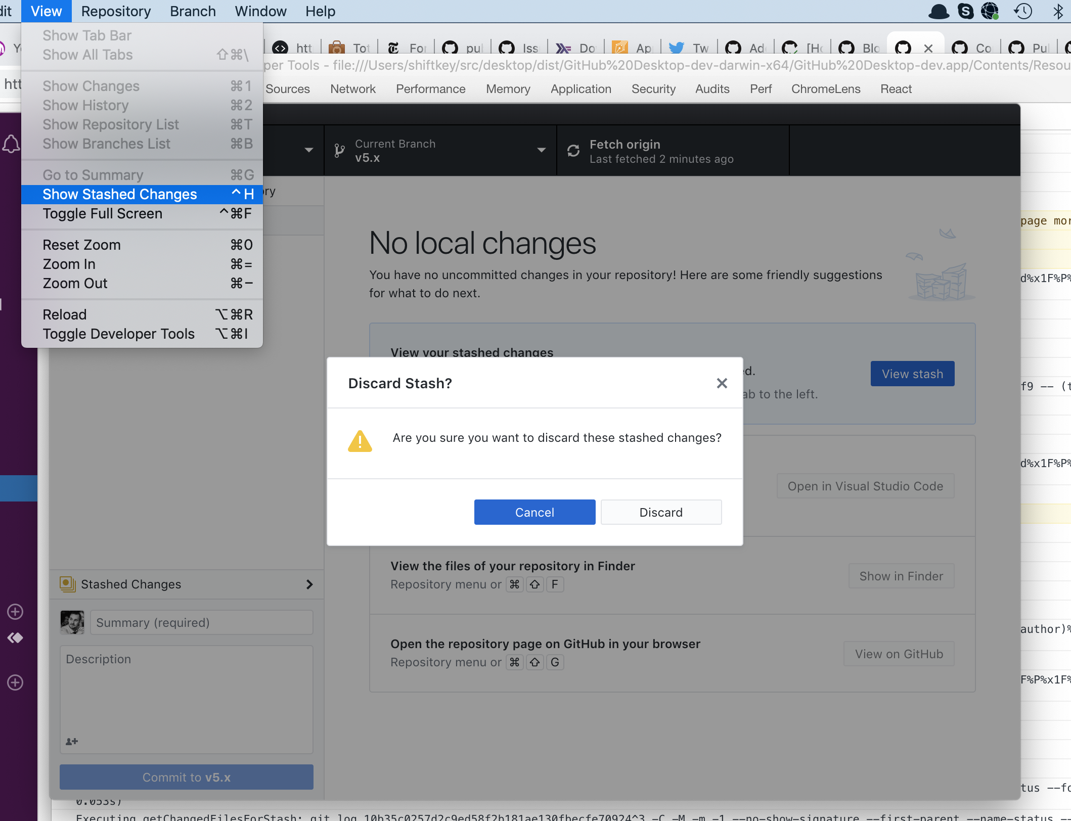 stash menu item should not be enabled when a dialog is active · Issue