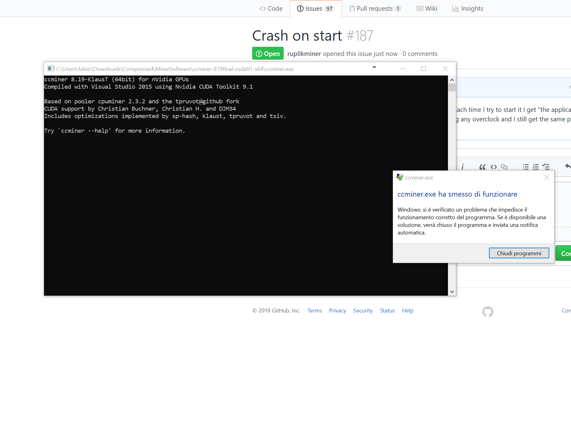 Crash on start · Issue #187 · KlausT/ccminer · GitHub