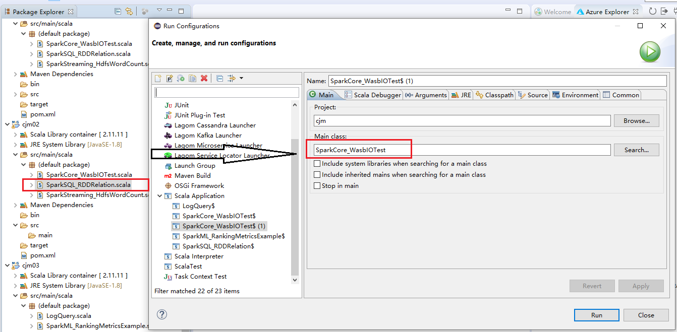 [Eclipse]Main class is not match with the currently selected scala file ...