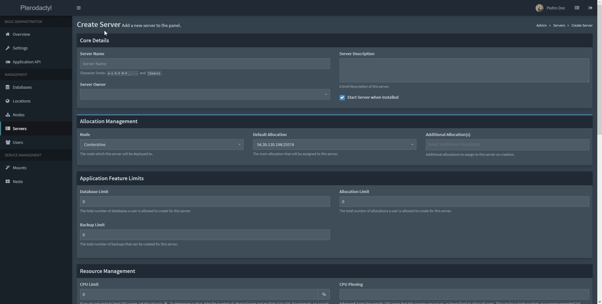 The server owner field only accept email in create server. · Issue ...