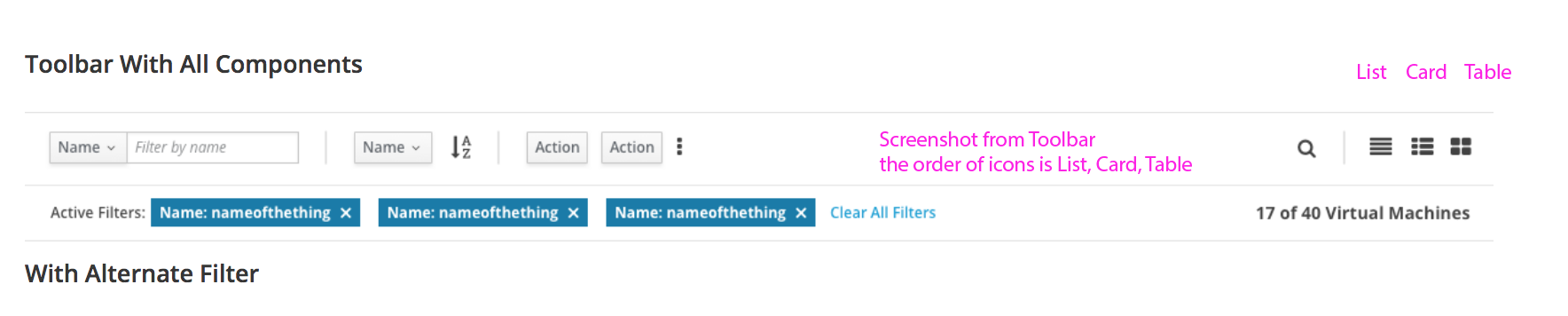 View selector icons and order are inconsistent throughout PF ...