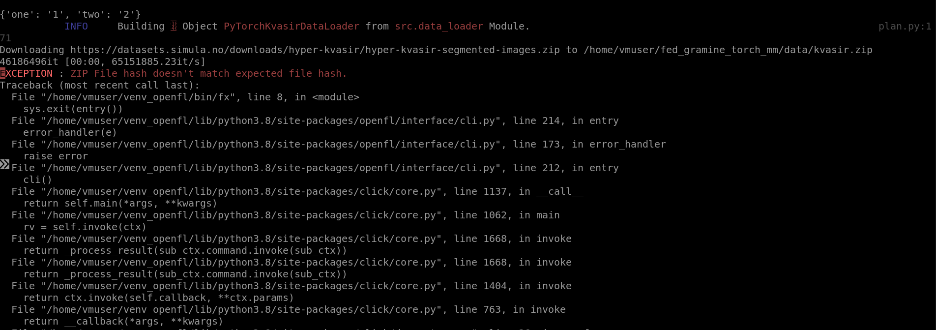 example plan initialization fails on