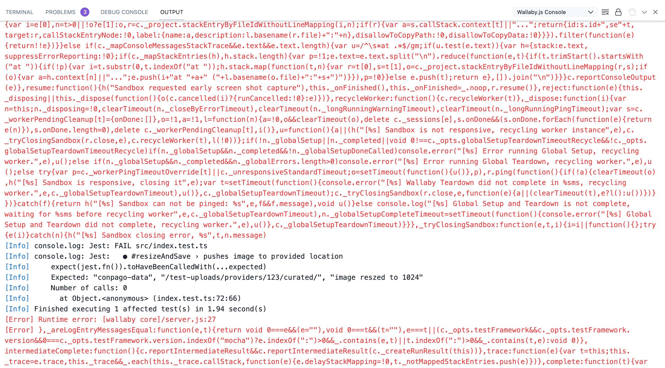 Runtime error: [wallaby core]/server.js:27 with typescript tests ...