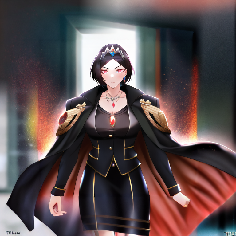 00150-1242780190-a woman in a black outfit with a red cape on her shoulders and a red necklace on her neck, by theCHAMBA