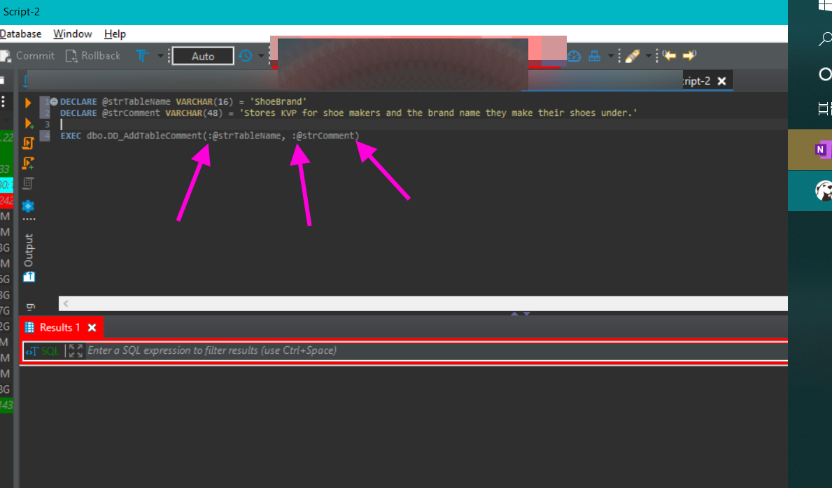 Turn off the parenthesis on SQL Server Stored Procedure parameter ...