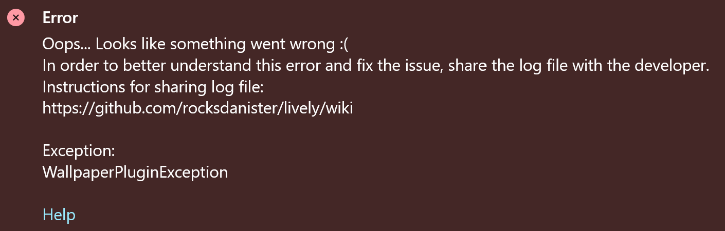 Wallpaper plugin exception · Issue #1622 · rocksdanister/lively · GitHub