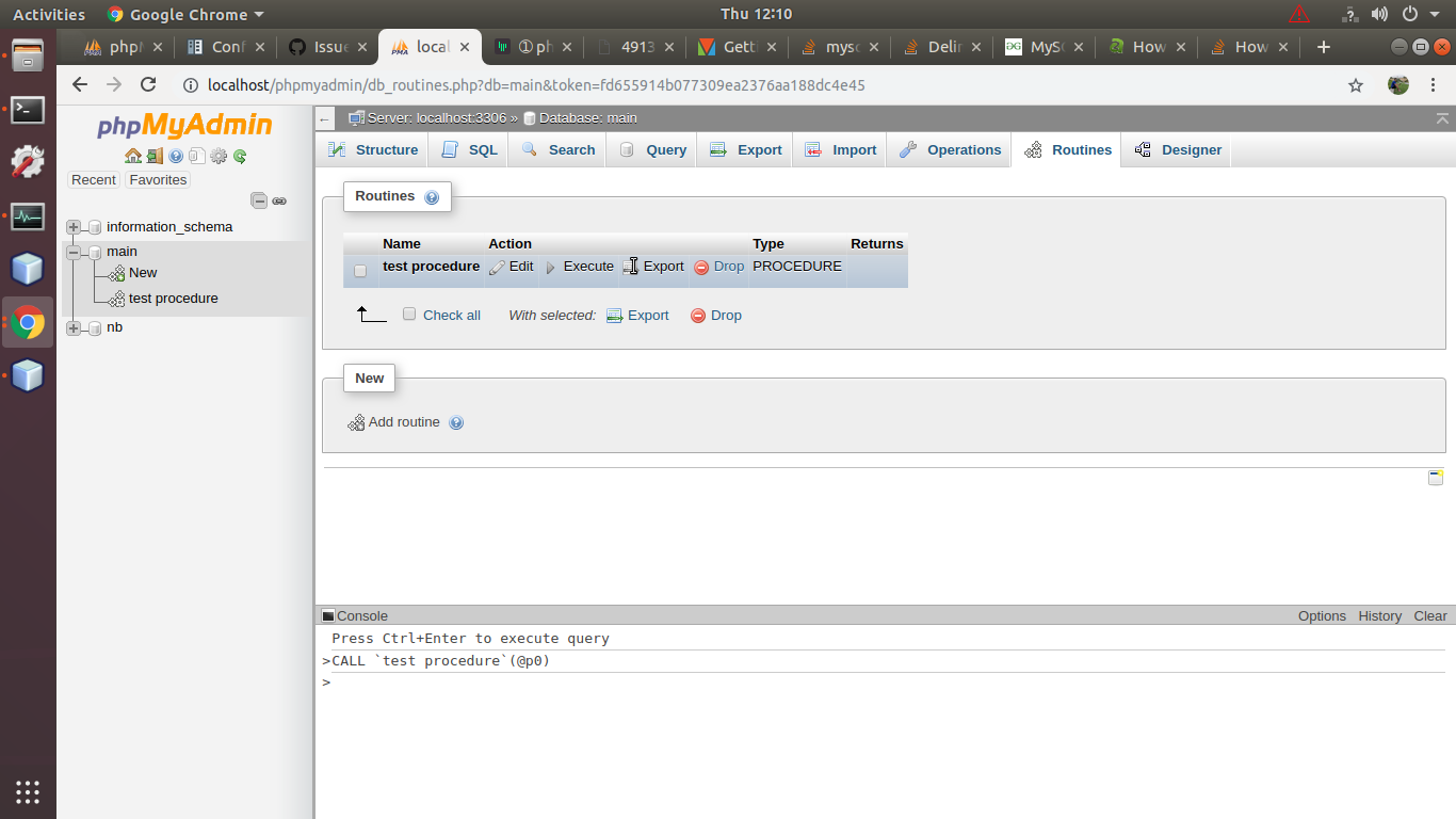 Execute button is disabled for routines · Issue #14430 · phpmyadmin ...