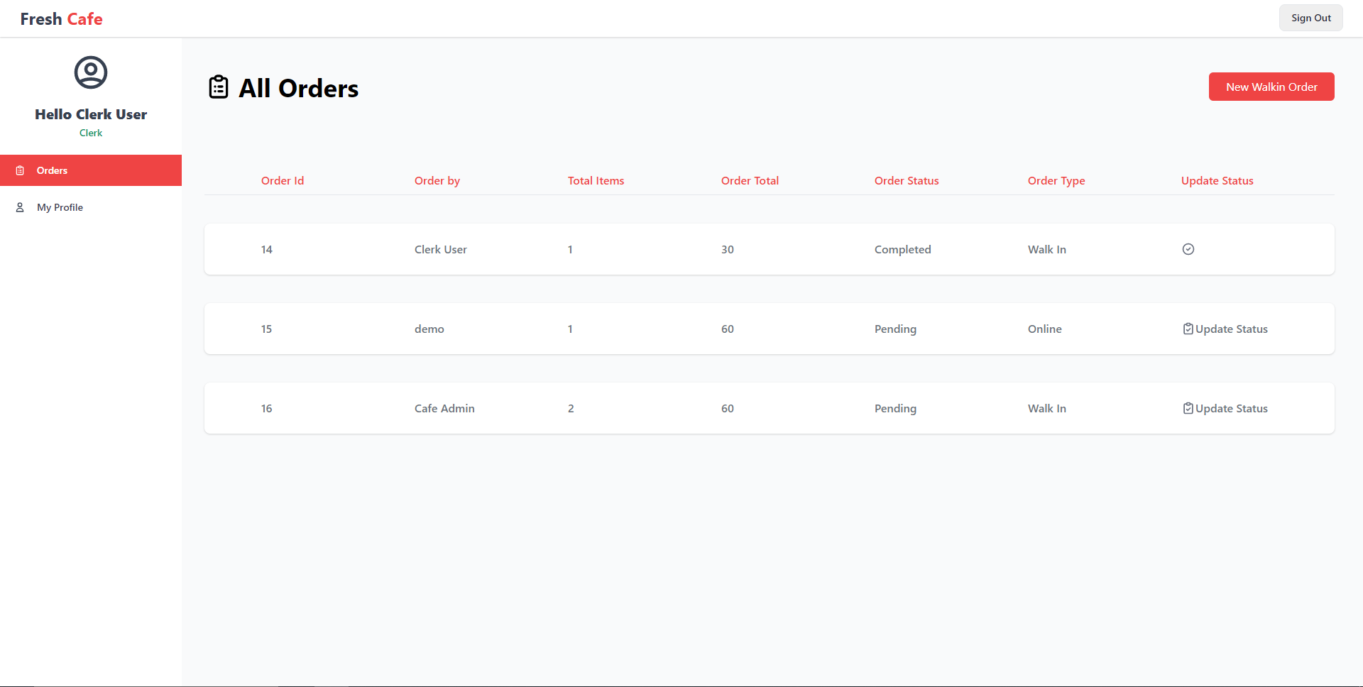 Orders Page