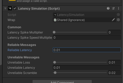 Abnormally high ping when using LatencySimulation transport with all ...