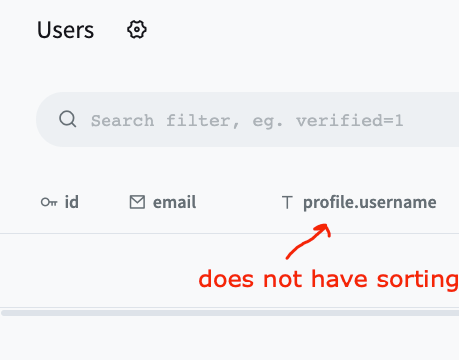 Feature Request: Add column sorting UI to profiles collection · Issue ...