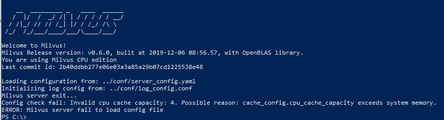 Milvus server on docker won't start · Issue #1111 · milvus-io/milvus ...