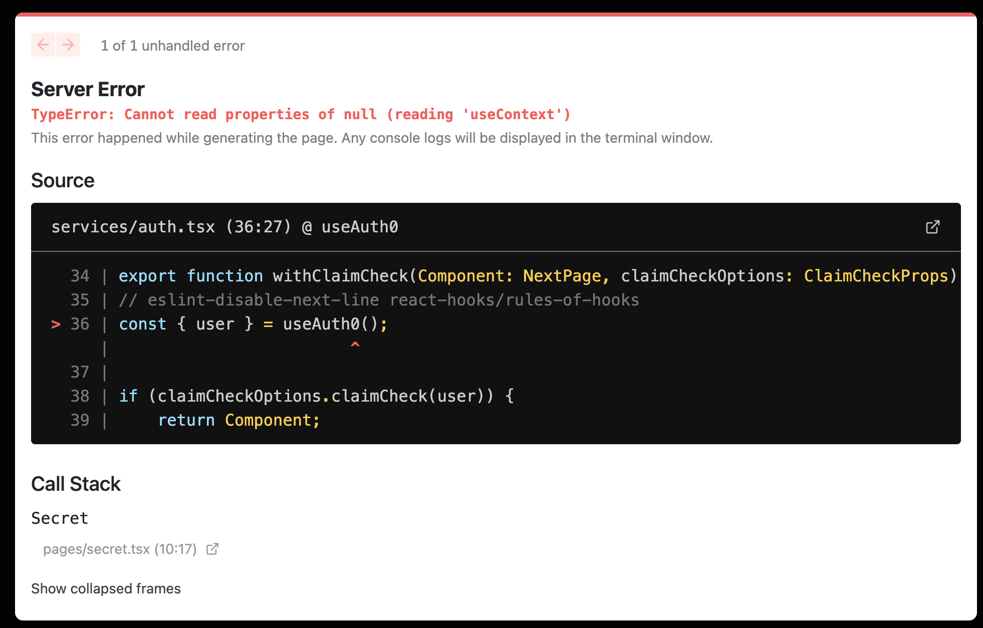 `withClaimCheck` example in 2.x migration guide does not work with ...