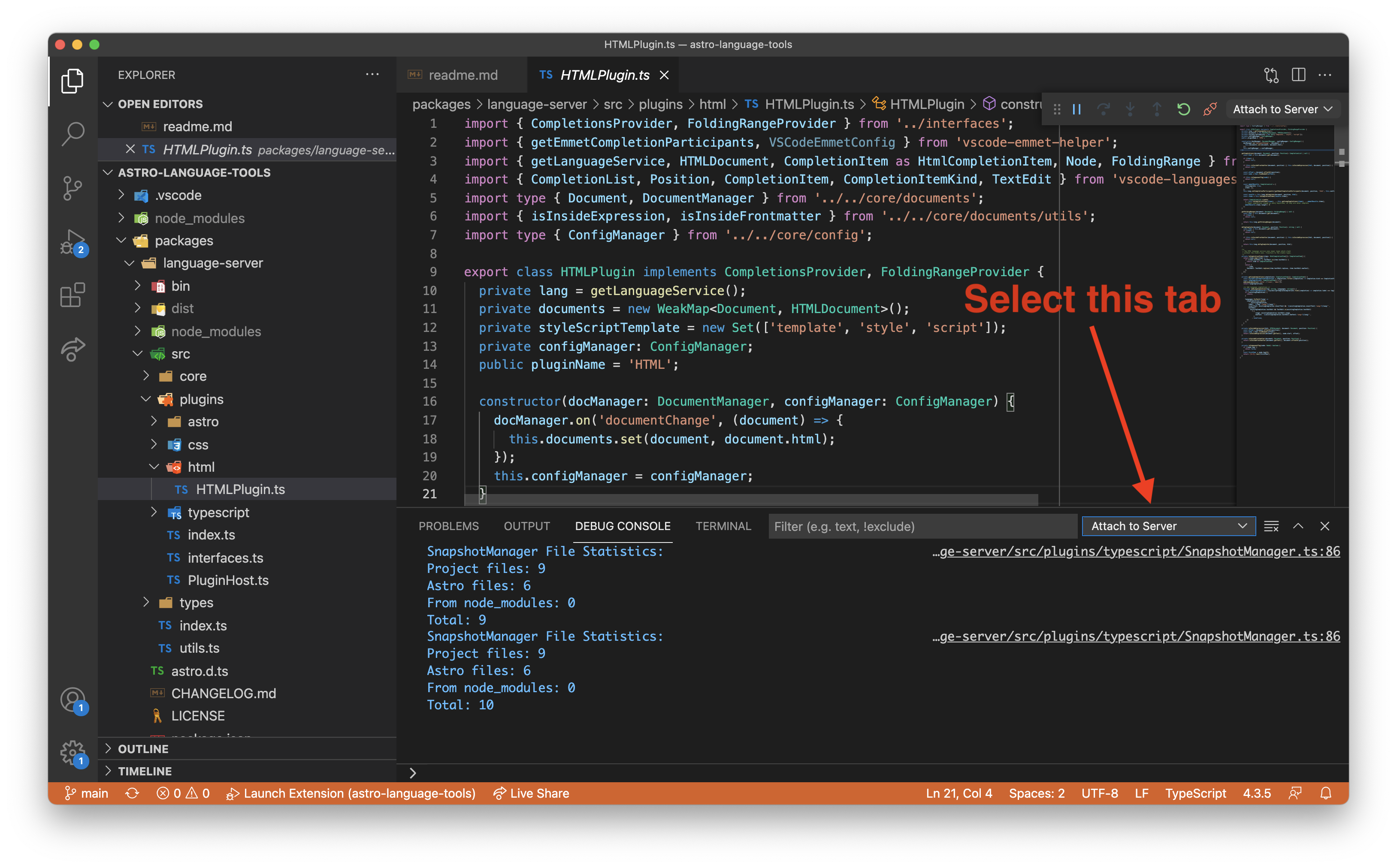 Steps to open the command palette