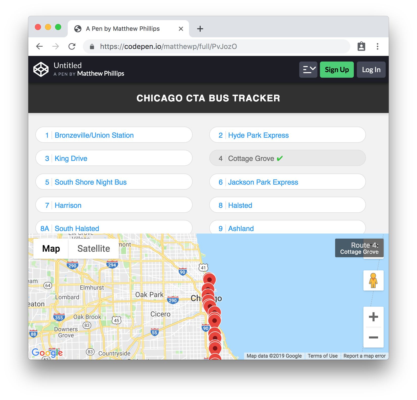 CTA bus tracker web component