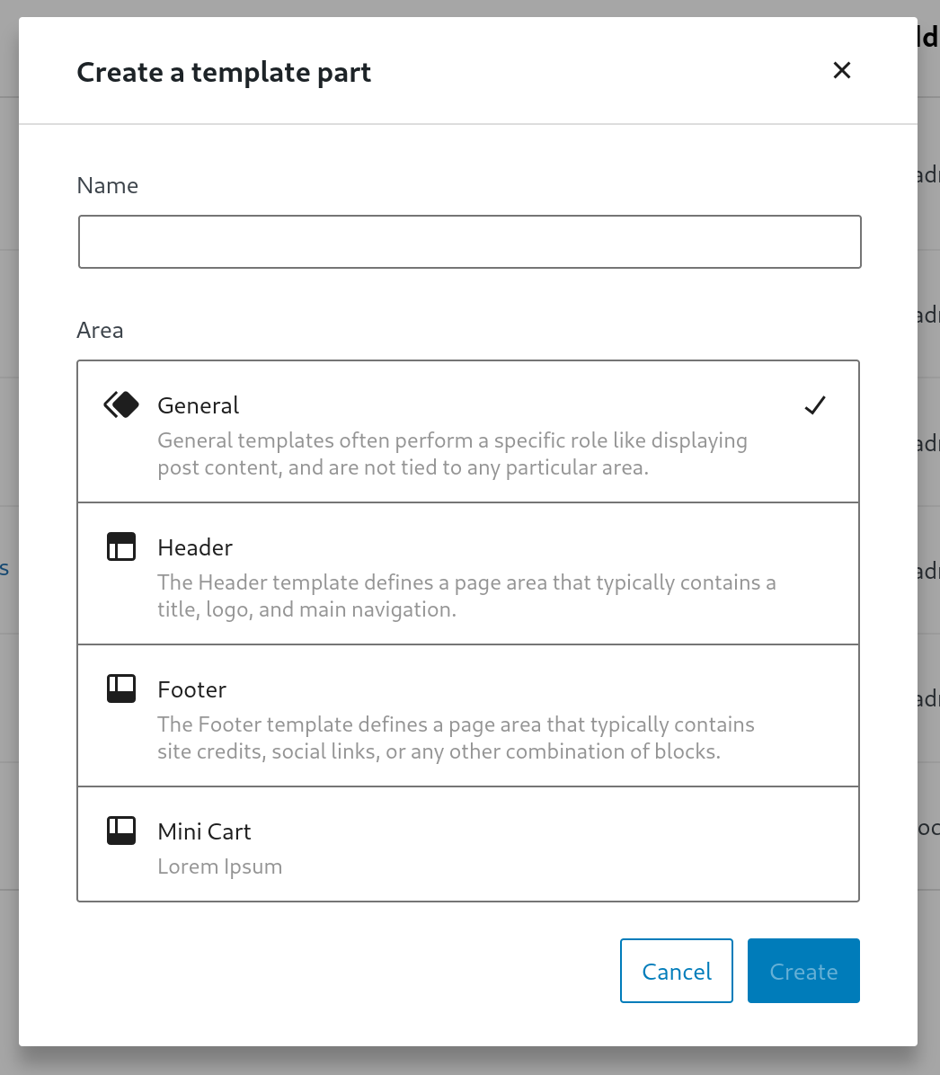 Mini Cart: create Mini Cart template part area · Issue #5194 ...
